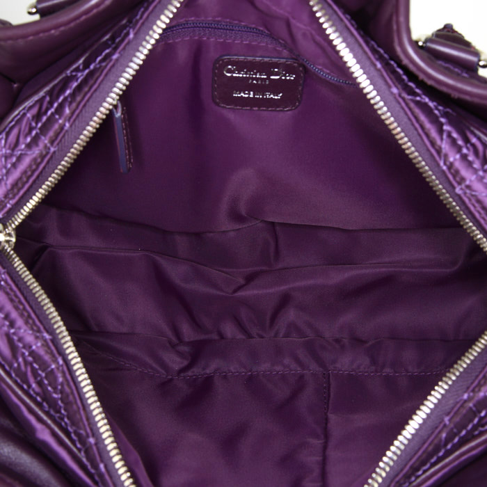 Dior Vintage handbag in purple canvas cannage - Detail D2