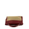 Hermes Kelly 32 cm handbag in red H Swift leather and khaki canvas - 360 Front thumbnail