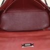 Hermes Kelly 32 cm handbag in red H Swift leather and khaki canvas - Detail D3 thumbnail