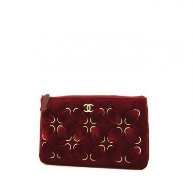 Bolsito de mano Chanel en terciopelo rojo