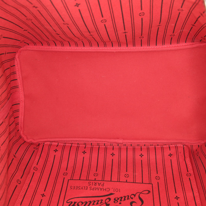 Louis Vuitton Neverfull large model shopping bag in ebene damier canvas and brown leather - Detail D2