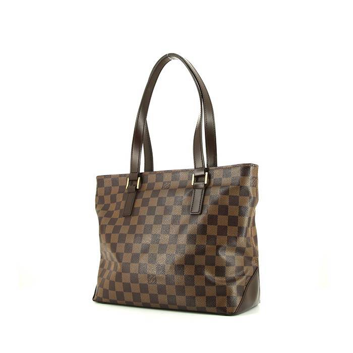 Louis Vuitton Piano shopping bag in ebene damier canvas and brown leather - 00pp