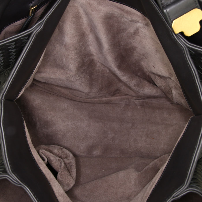 Bottega Veneta  Roma handbag  in dark grey intrecciato leather - Detail D2