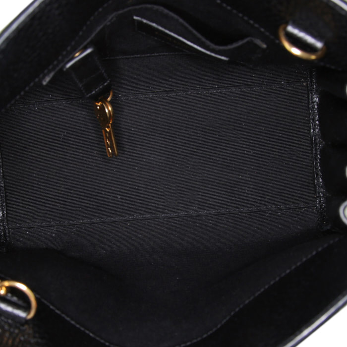 Bolso de mano Saint Laurent Sac de jour Nano en cuero granulado negro - Detail D3