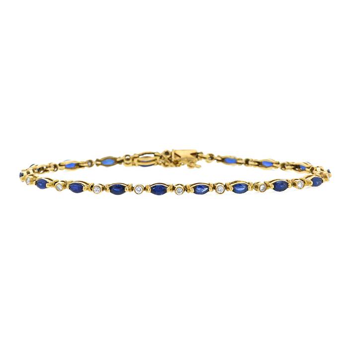 Vintage bracelet in yellow gold,  sapphires and diamonds - 00pp