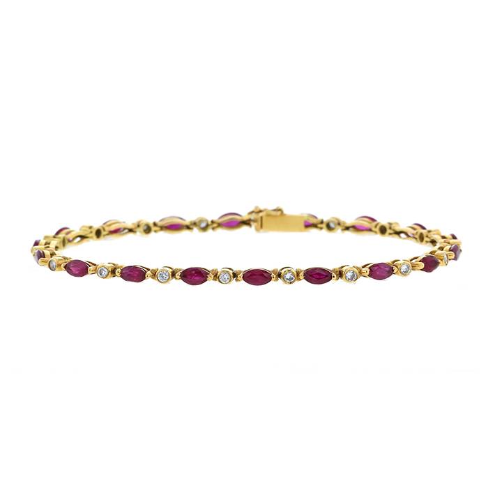 Vintage bracelet in yellow gold, diamonds and rubies - 00pp