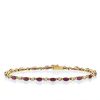 Bracelet en or jaune, rubis et diamants - 360 thumbnail