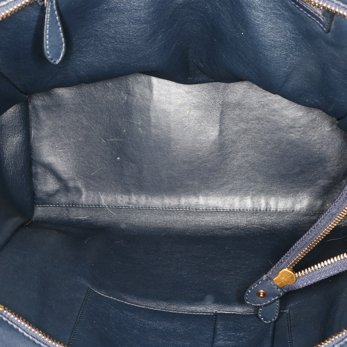 Sac à main Celine Luggage en cuir bleu - Detail D2