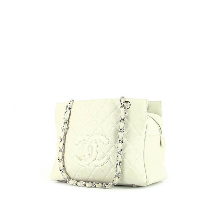 Chanel Petit Shopping handbag in cream color quilted leather - 00pp