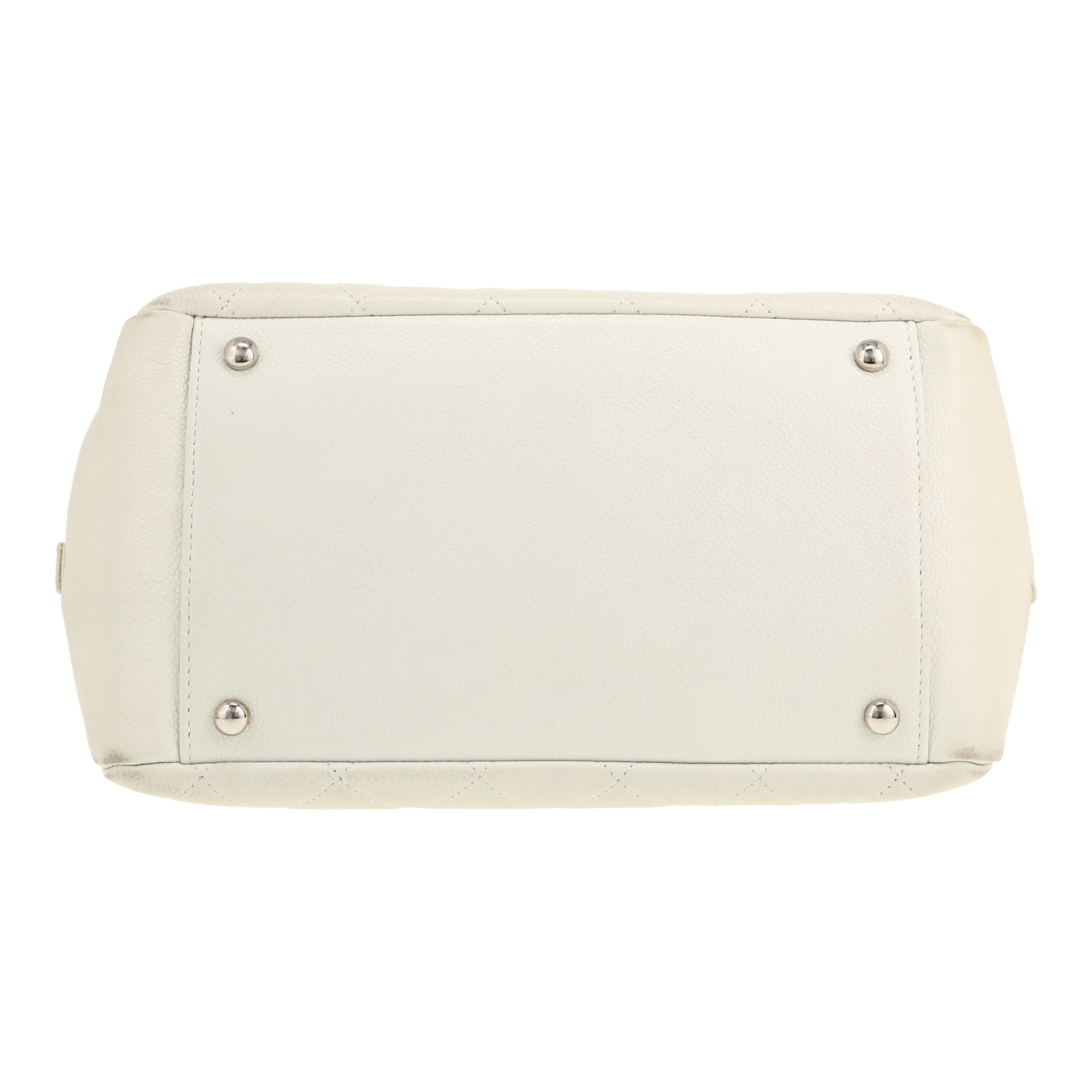 Bolso de mano Chanel Petit Shopping en cuero acolchado color crema - Detail D1