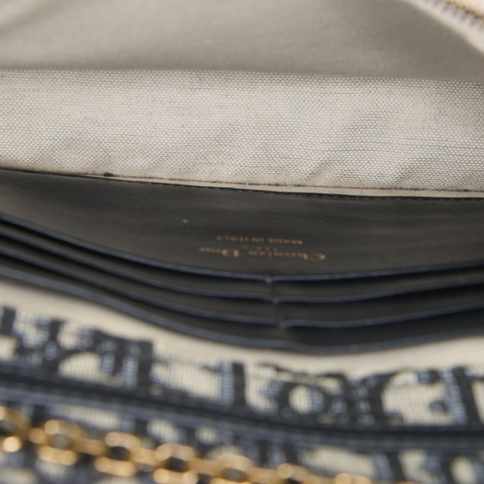 Pochette Dior Saddle in tela monogram e pelle blu - Detail D2