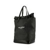 Shopping bag Saint Laurent Teddy Pochon in tela nera e pelle nera - 00pp thumbnail