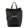 Shopping bag Saint Laurent Teddy Pochon in tela nera e pelle nera - 360 thumbnail
