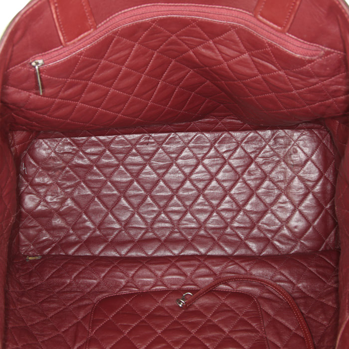 Shopping bag Chanel Grand Shopping in pelle martellata grigio metallizzato - Detail D3