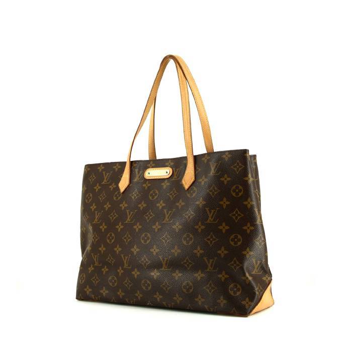 Shopping bag Louis Vuitton Wilshire in tela monogram cerata marrone e pelle naturale - 00pp
