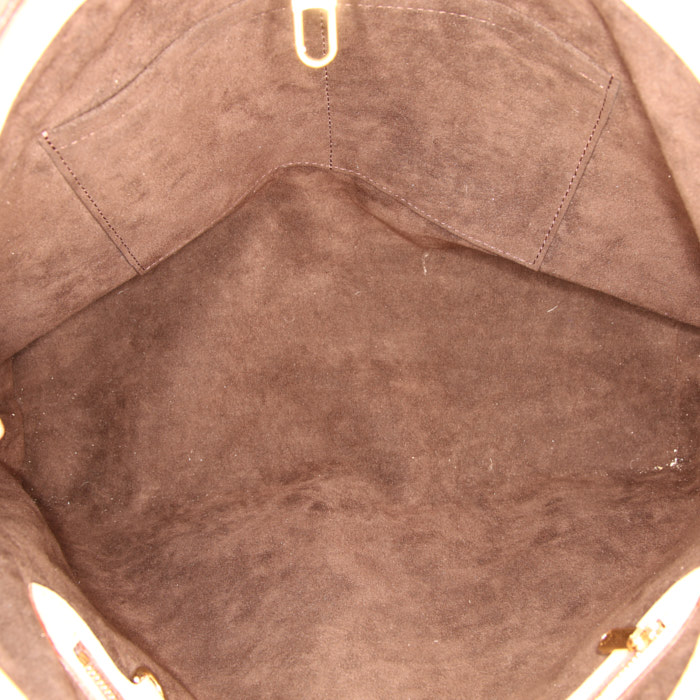 Sac cabas Louis Vuitton Wilshire en toile monogram enduite marron et cuir naturel - Detail D2