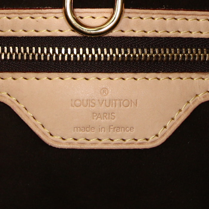 Sac cabas Louis Vuitton Wilshire en toile monogram enduite marron et cuir naturel - Detail D3
