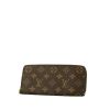 Billetera Louis Vuitton Clémence en lona Monogram marrón y cuero granulado fucsia - 00pp thumbnail