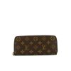 Billetera Louis Vuitton Clémence en lona Monogram marrón y cuero granulado fucsia - 360 thumbnail