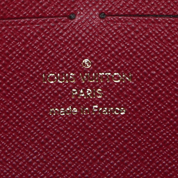 Billetera Louis Vuitton Clémence en lona Monogram marrón y cuero granulado fucsia - Detail D3