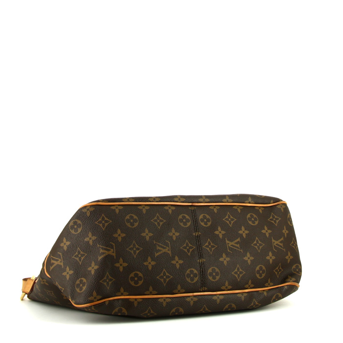 Borsa da spalla o a mano Louis Vuitton Delightful in tela monogram marrone e pelle naturale - Detail D4