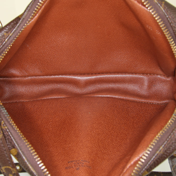 Borsa a tracolla Louis Vuitton Marly in tela monogram cerata marrone e pelle naturale - Detail D2