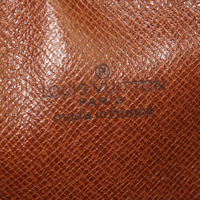 Borsa a tracolla Louis Vuitton Marly in tela monogram cerata marrone e pelle naturale - Detail D3