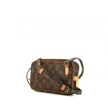 Borsa a tracolla Louis Vuitton Marly in tela monogram cerata marrone e pelle naturale