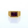 Vintage 1970's signet ring in yellow gold and synthetic ruby - 360 thumbnail
