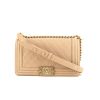 Chanel Boy handbag in beige quilted leather - 360 thumbnail