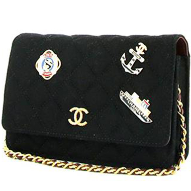 Chanel Wallet On Chain Shoulder Bag in Black Quilted Velvet