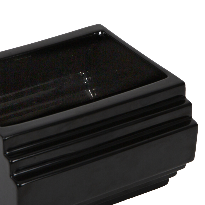 Ettore Sottsass, rare "Y27" lidded box from the Yantra series for Design Centre, in black enameled ceramic, signed, 1969/1979 - Detail D2