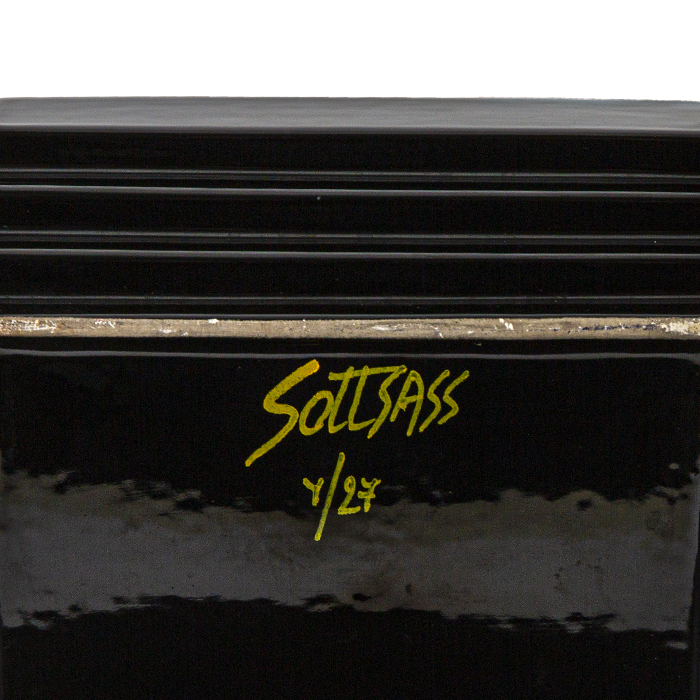 Ettore Sottsass, rare "Y27" lidded box from the Yantra series for Design Centre, in black enameled ceramic, signed, 1969/1979 - Detail D4