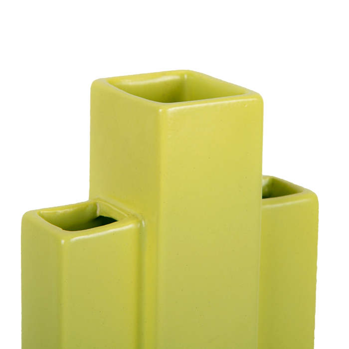 Ettore Sottsass, "Y15" sculpture vase from the Yantra series for Design Center, in green enameled ceramic, signed, designed in 1969, edition of the 1980's - Detail D2
