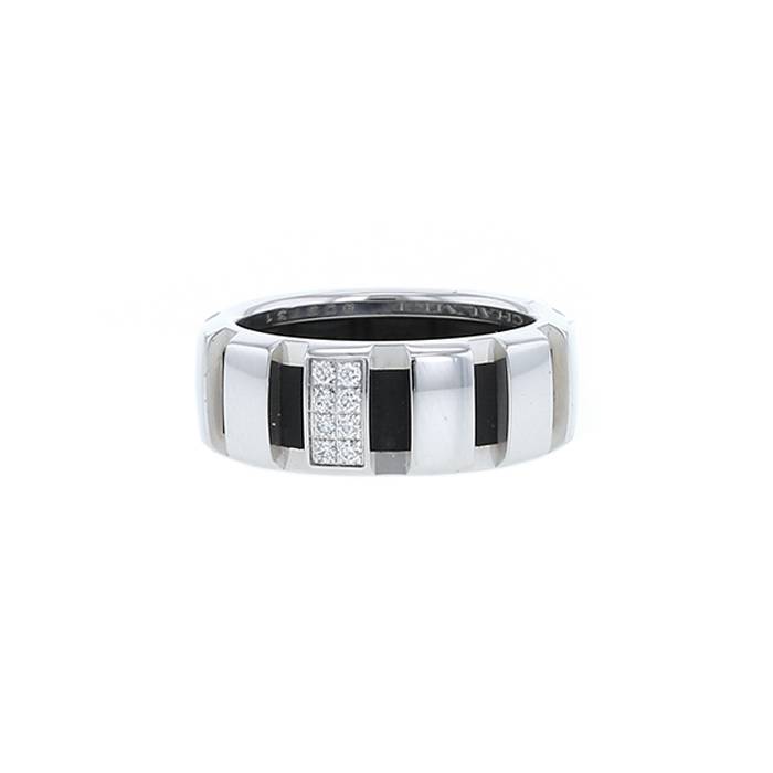 Chaumet Class One medium model ring in white gold,  diamonds and rubber - 00pp