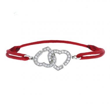 Bracelet Dinh Van Double coeurs R12 en or blanc et diamants