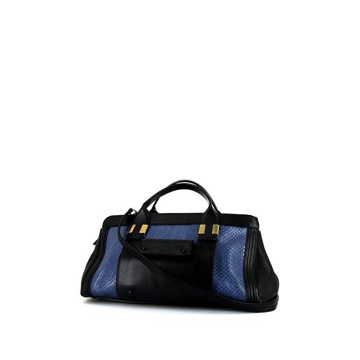 Chloé Alice handbag in black leather and blue python - 00pp