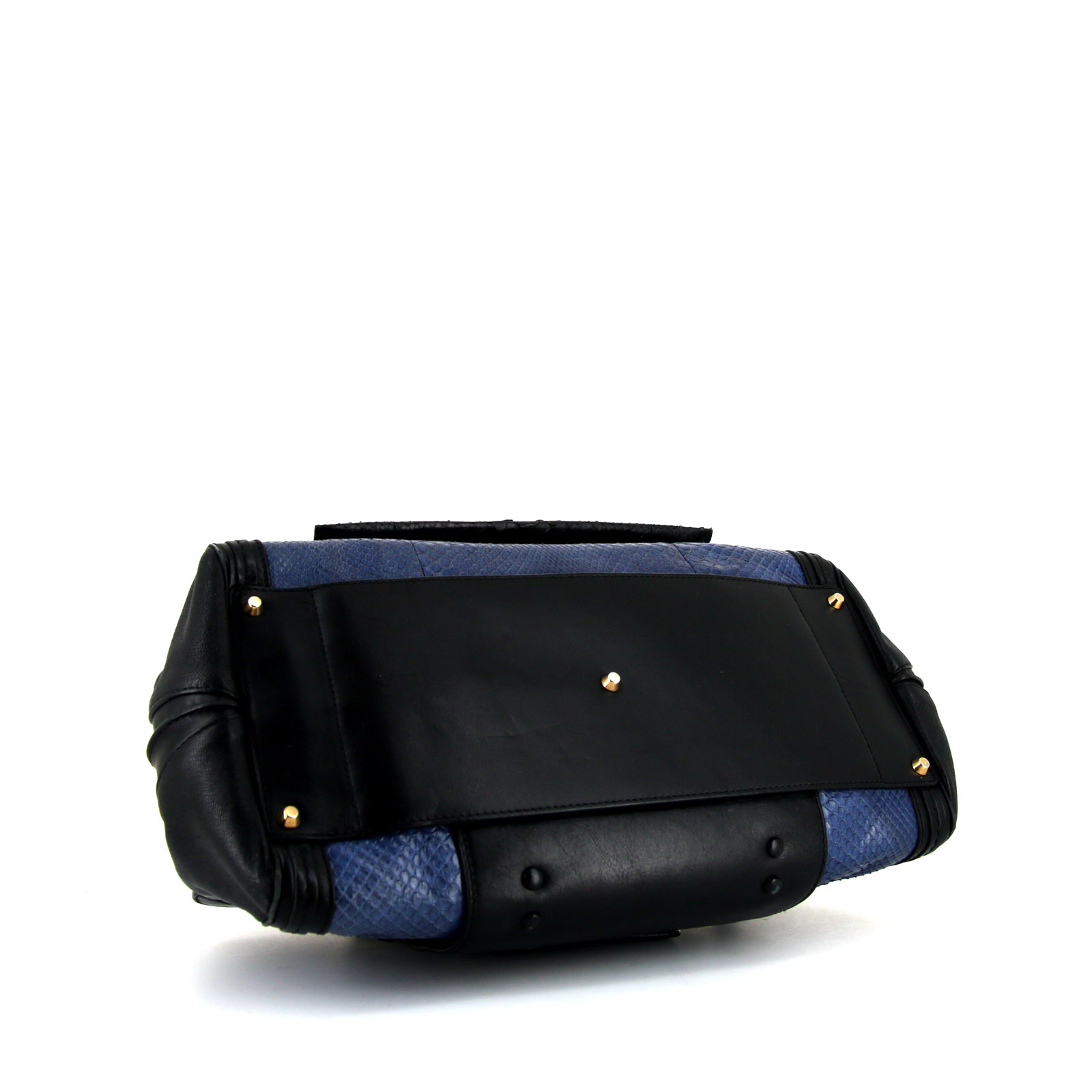 Borsa Chloé Alice in pelle nera e pitone blu - Detail D5