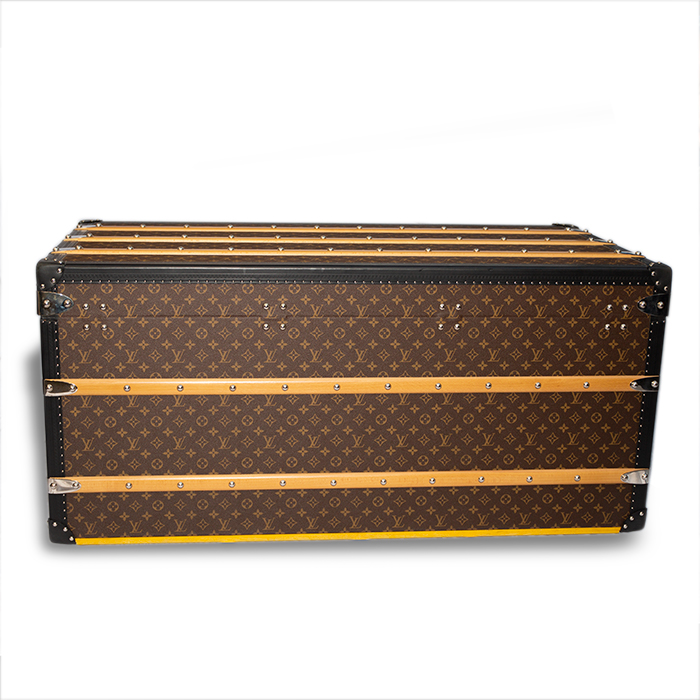 Baule per la posta Louis Vuitton Malle Courrier 110 in tela monogram marrone e losine nera - Detail D1