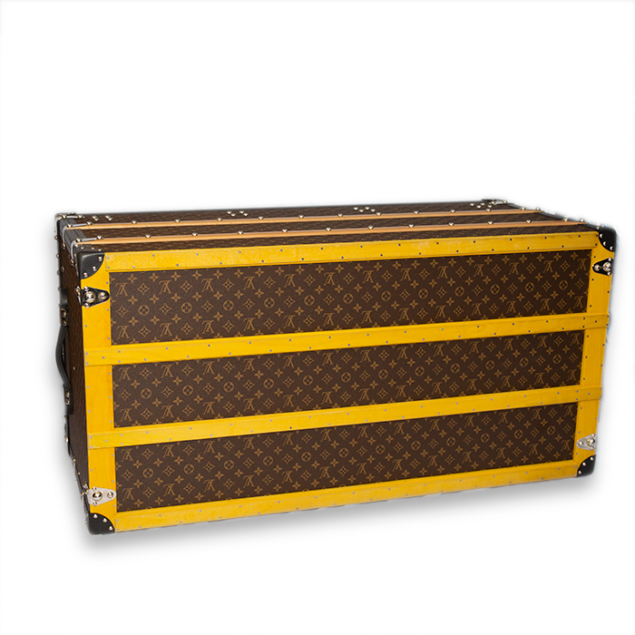 Baul de correo Louis Vuitton Malle Courrier 110 en lona Monogram marrón y fibra vulcanizada negra - Detail D5