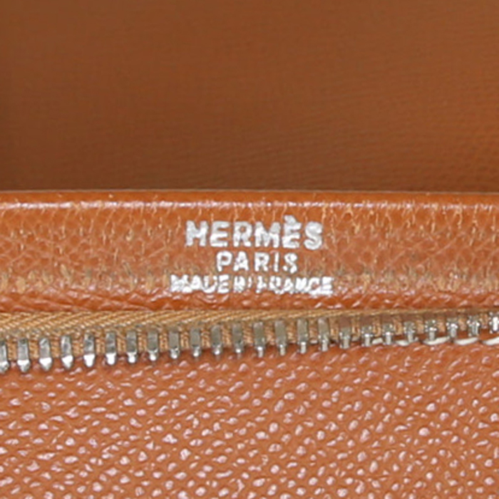 Bolsa de viaje Hermes Omnibus en cuero color oro - Detail D3