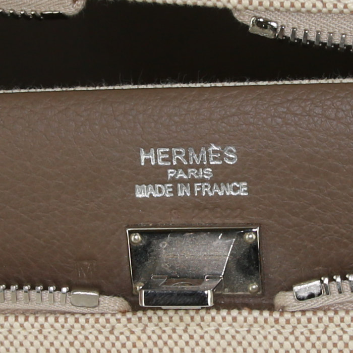 Valigia Hermès  Ulysse in tela beige e pelle etoupe - Detail D4