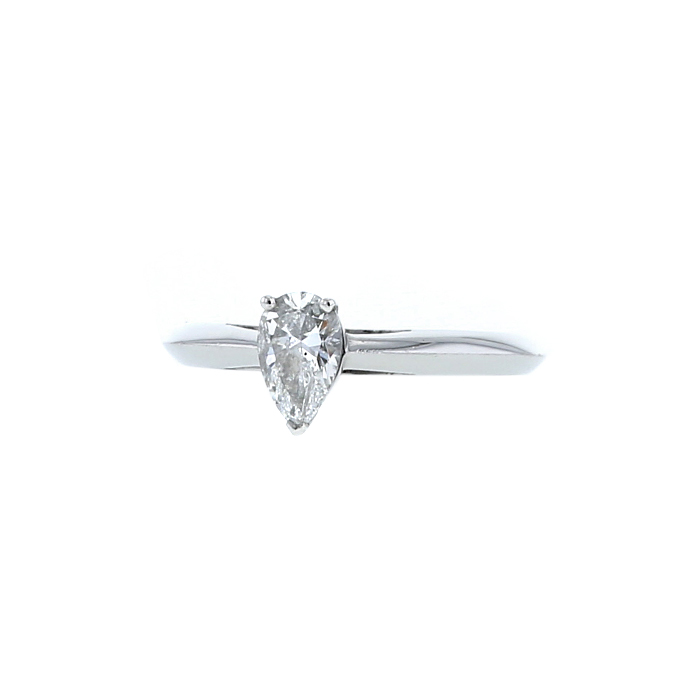 Bague solitaire Tiffany & Co Setting en platine et diamant de taille poire (0.47 ct) - 00pp