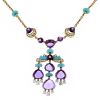 Bulgari Mediterranean Eden  necklace in yellow gold,  amethysts and turquoises - 00pp thumbnail