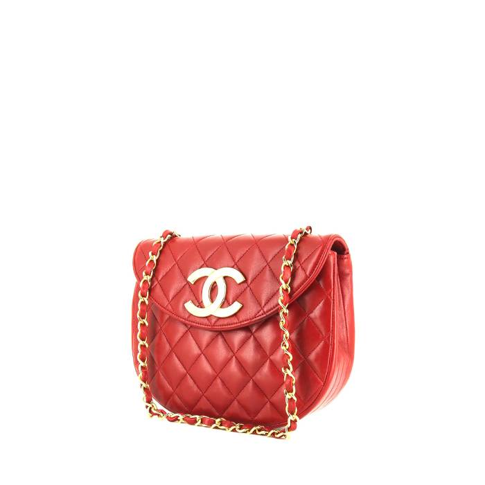 Bolso de mano Chanel Vintage en cuero acolchado rojo - 00pp