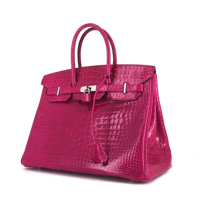 Hermes Birkin 35 cm handbag in Rose Sheherazade porosus crocodile - 00pp