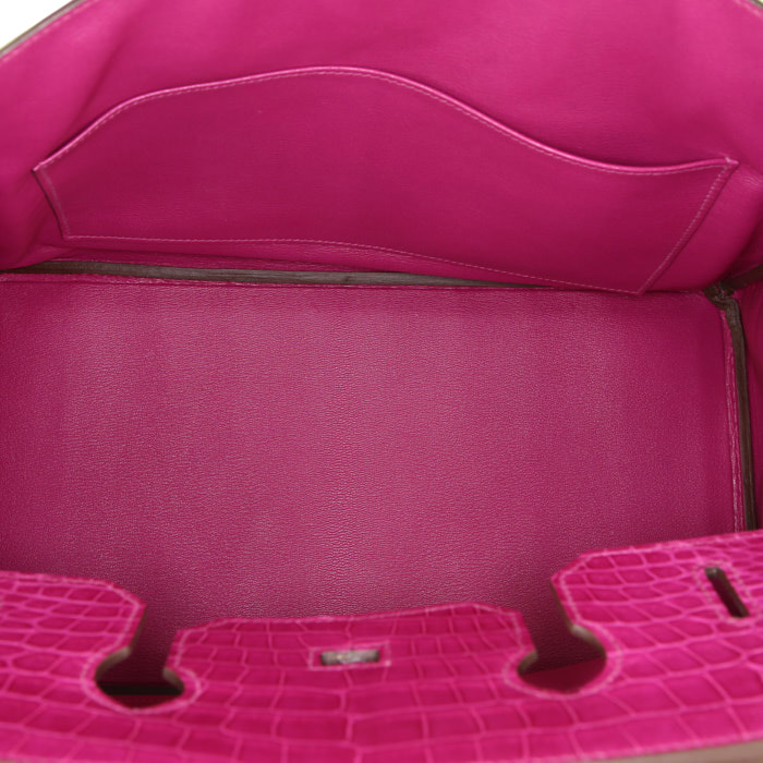 Borsa Hermes Birkin 35 cm in coccodrillo marino Rose Sheherazade - Detail D2