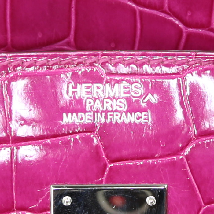 Borsa Hermes Birkin 35 cm in coccodrillo marino Rose Sheherazade - Detail D3