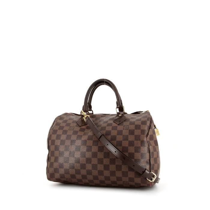Louis Vuitton Speedy 30 handbag in ebene damier canvas and brown leather - 00pp
