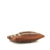 Bolso bandolera Burberry Dryden en lona Haymarket marrón y cuero marrón - Detail D4 thumbnail